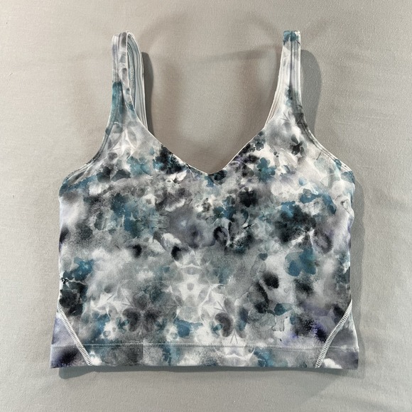Lemon Tops - Lululemon Size 4 Watercolor Print Built-In Bra Tank Top Yoga Activewear